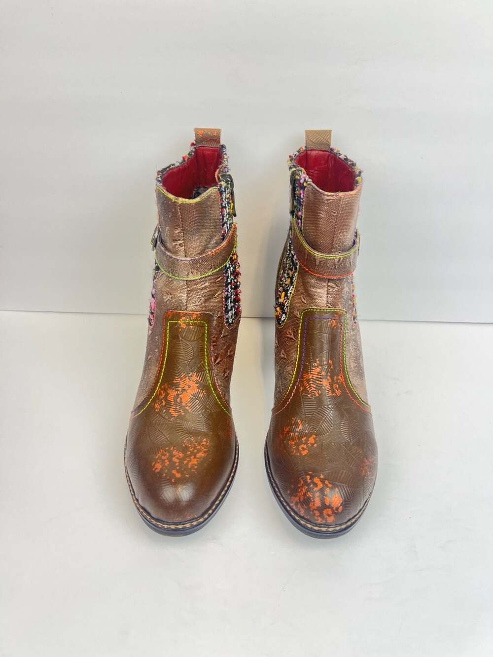 Spring Step L'Artiste Nanci Leather Multi-Textured Ankle Booties US 10 Euro 41